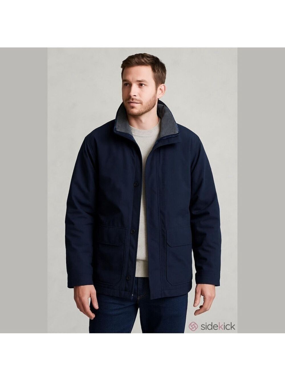 Lands' End Barn Chore Jacket XXL 50-52 Blue Windcheck Zip Work Utility Field